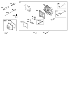 Cylinder Head Group Diagram and Parts List for 115P02-0007-H5 100000 - 19Z999 Briggs and Stratton Engine